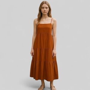 Zara Spaghetti Strap Maxi Sleeveless Orange Dress